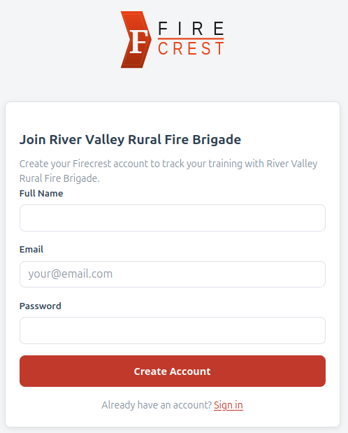 Screenshot: join brigade form