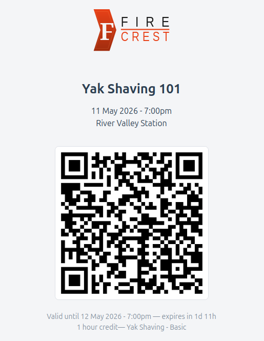 Screenshot: Session QR page